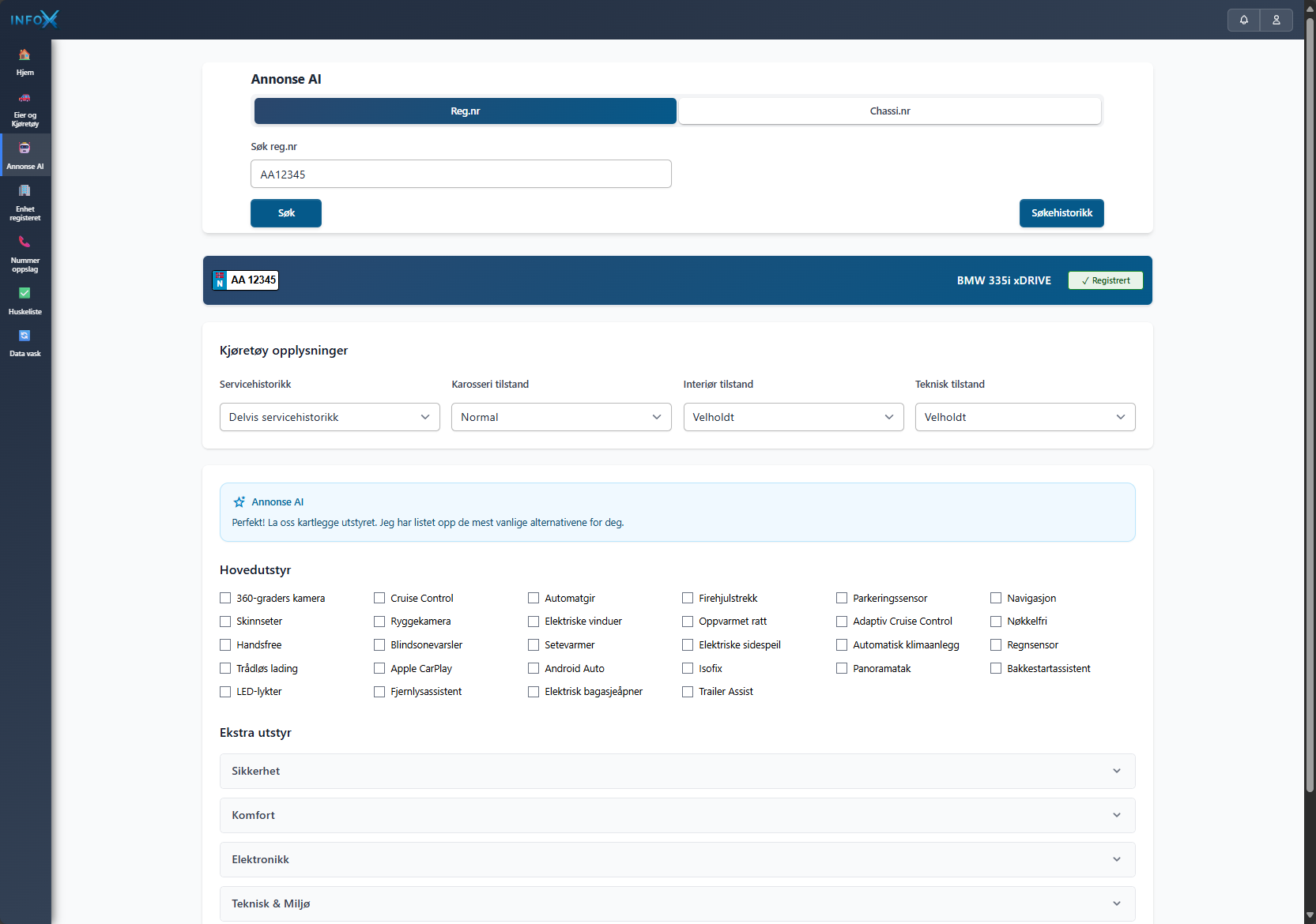 AI Annonsegenerator Grensesnitt